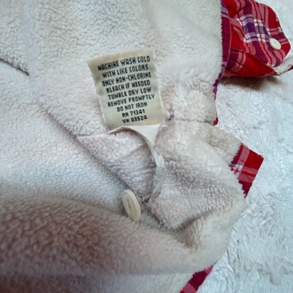 L.L. Bean Womens Button Fleece-Lined Flannel Shirt Jacket Large Red Plaid Casual - Picture 8 of 9